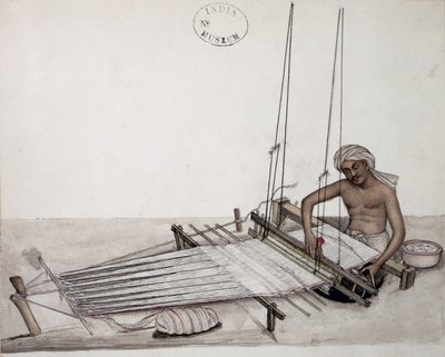 AS10 Vol.52 f5 4904 cat.201 i-iv Weaver kangaspuussa, Bombay, n.1873 (akvarelli paperille) tekijältä Indian School