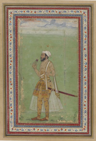 Mughal Dignitary, n. 1640 (wc ja kultaa paperilla) tekijältä Indian School