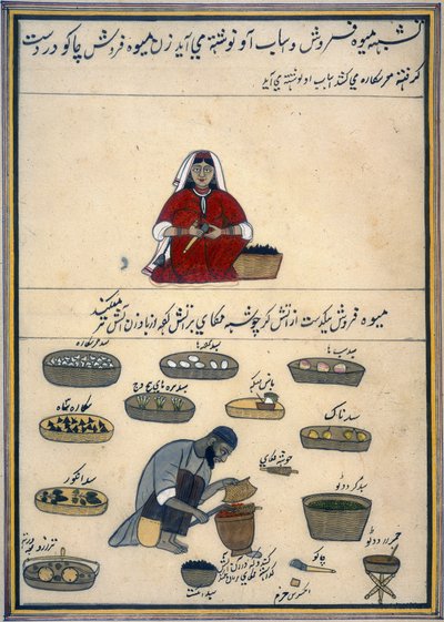 "Album of Kashmiri trades", n. 1860 (akvarelli paperille) tekijältä Indian School