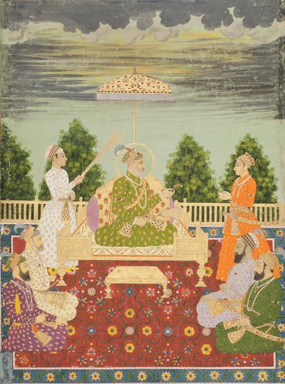 Bahadur Shah neljän poikansa ja pojanpoikansa kanssa, n. 1710 tekijältä Indian School