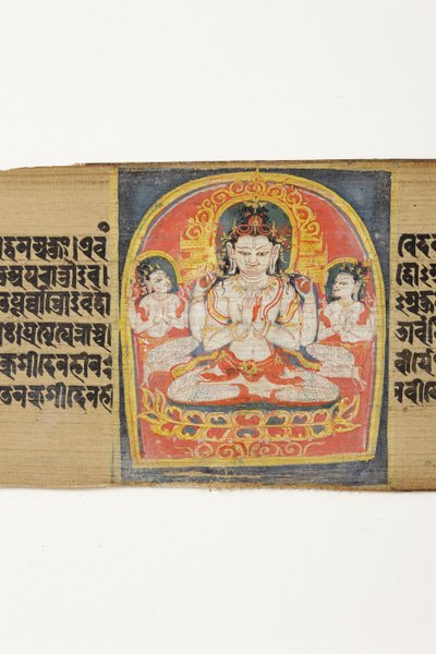 Bodhisattva Sadakshi Awolokiteshwara ja Attendants, CII-1 (OPQ w & inc palmulehdellä) tekijältä Indian School