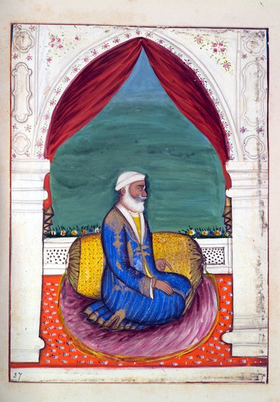 Dewan Ajodia Pershad, kirjasta The Kingdom of the Punjab, sen Rulers and Chiefs, osa II, 30 akvarellitutkimuksen osio tuntemattomalta intialaiselta taiteilijalta, n. 1840 (wc paperilla) tekijältä Indian School