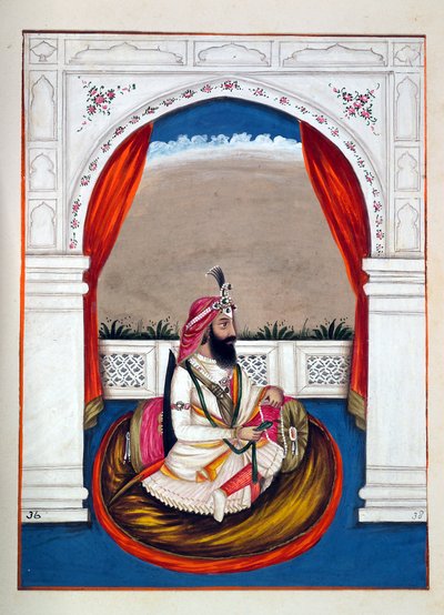 Dewan Mubraj (Multanwala), kirjasta Punjabin kuningaskunta, sen hallitsijat ja päälliköt, osa II, 30 akvarellitutkimuksen osio tuntemattomalta intialaiselta taiteilijalta, n. 1840 (wc paperilla) tekijältä Indian School