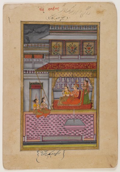 Dipaka Raga, sivu hajallaan olevasta Ragamala-sarjasta, n.1800 (wc & kultaa paperilla) tekijältä Indian School