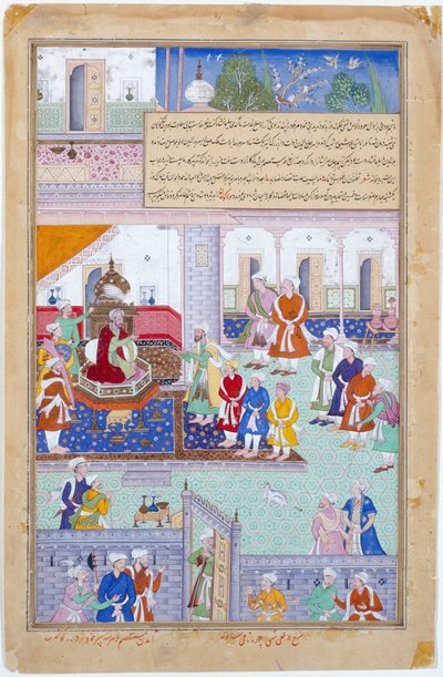 Keisari Babur pitämässä hovia, mogulikausi, Akbarin valtakausi tekijältä Indian School