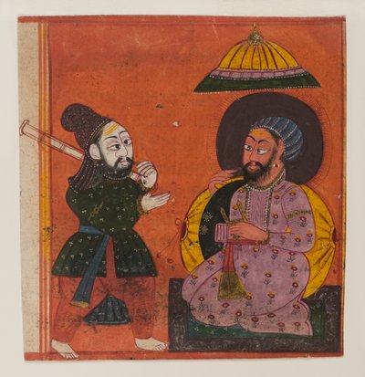 Fragmentti sivusta Markandeya Purana -sarjasta, n. 1625 (läpinäkymätön wc ja kultaa paperilla) tekijältä Indian School
