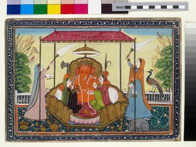 Ganesha vaimoineen ja palvelijoineen tekijältä Indian School