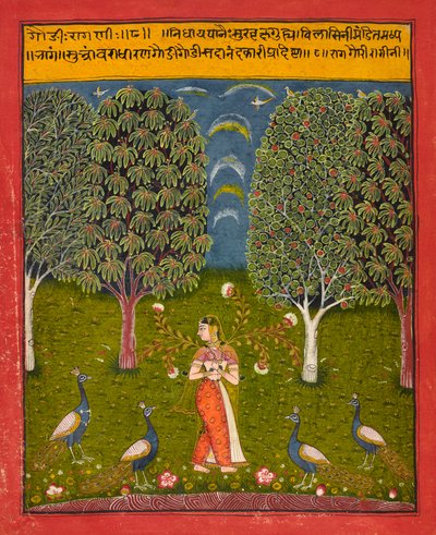 Gauri Ragini, folio "Ragamalassa", n. 1650 tekijältä Indian School