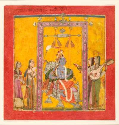 Hindola Raga, n. 1700 (läpinäkymätön wc, hopeaa & kultaa paperilla) tekijältä Indian School