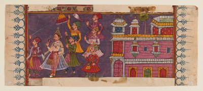 Pyhät ja hovimiehet kokoontuvat ennen prinssiä (läpinäkymätön wc ja kulta paperilla) (katso versio 406510) tekijältä Indian School