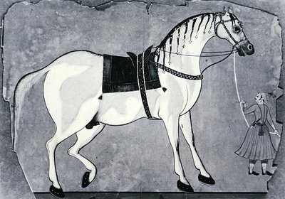Keisarin tallin hevonen ja sulhanen, noin 1660 (litografia). tekijältä Indian School