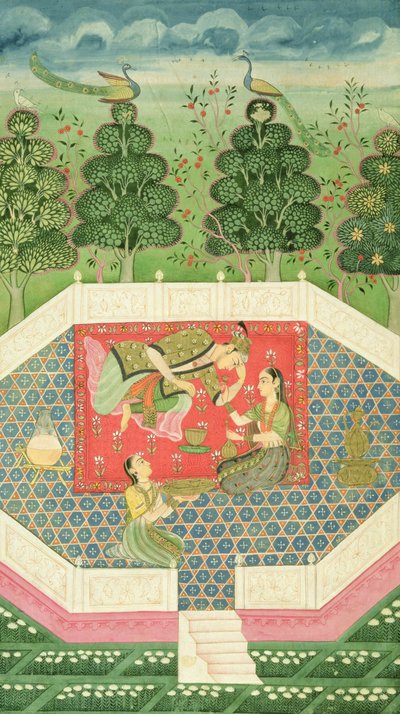 Sisään. 11B.19 Keijujen kuningatar viihdyttää prinssiä, n. 1720-30 tekijältä Indian School