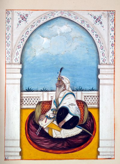 Jemadar Khushyal Singh, kirjasta The Kingdom of the Punjab, its Rulers and Chiefs, osa II, 30 akvarellitutkimuksen osio tunnistamattomalta intialaiselta taiteilijalta, n. 1840 (wc paperilla) tekijältä Indian School