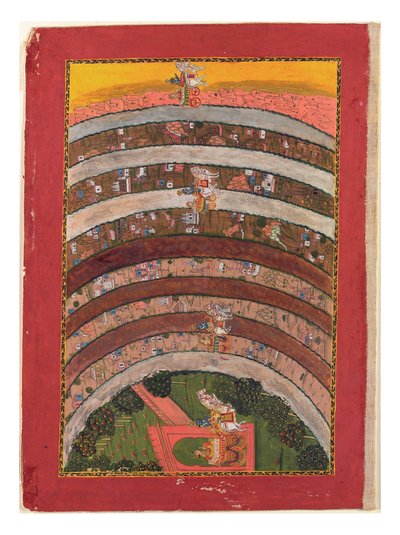 Matka tuntemattomien maiden halki, Krishnan matkoista hänen vaunuissaan, n. 1750 (läpinäkymätön wc, kultaa ja hopeaa paperilla) tekijältä Indian School