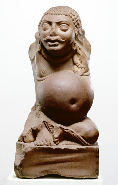 Kubera, hindujen varallisuuden jumala, Ramnagar-kulttuuri, Ahichatrasta, Uttar Pradeshista, 200 jKr (punainen hiekkakivi) tekijältä Indian School