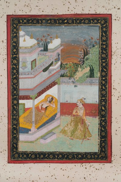 Lalit Ragnini, n. 1790 (guassi paperille, kultainen koristelu) tekijältä Indian School