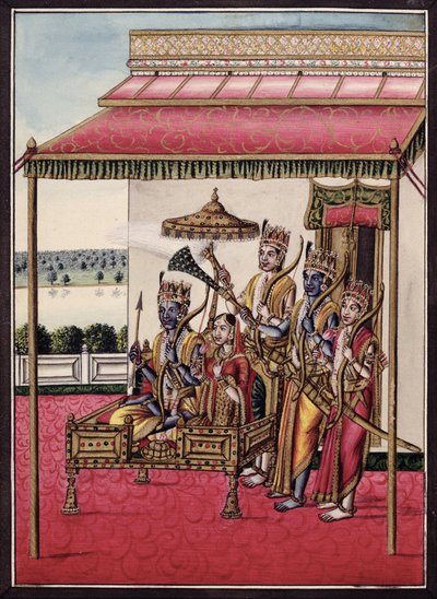 MSS EUR C 116/1 f.13v Rama, hindu-eeposesta "Adhyatma Ramayana" tekijältä Indian School