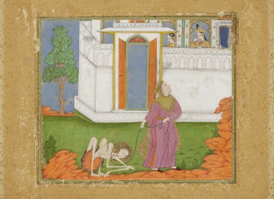 Majnun on pelkistetty objektitilaan, n. 1700 (läpinäkymätön wc ja kulta paperilla) tekijältä Indian School