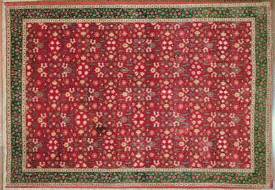 Mughal-matto kukka- ja ristikkokuviolla, Pohjois-intialainen (pashmina-villa) tekijältä Indian School