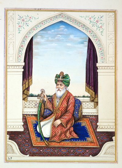 Nawab Mozaffir Khan (Multani), kirjasta Punjabin kuningaskunta, sen hallitsijat ja päälliköt, osa II, 30 akvarellitutkimuksen osio tuntemattomalta intialaiselta taiteilijalta, n. 1840 (wc paperilla) tekijältä Indian School