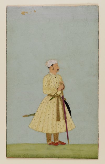 Muotokuva Rao Chattar Salista Bundista, n. 1675 (läpinäkymätön wc ja kultaa paperilla) tekijältä Indian School