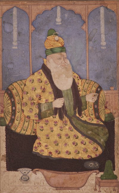 Sufisheikin muotokuva, n. 1670 (läpinäkymätön wc ja kultaa paperilla) tekijältä Indian School