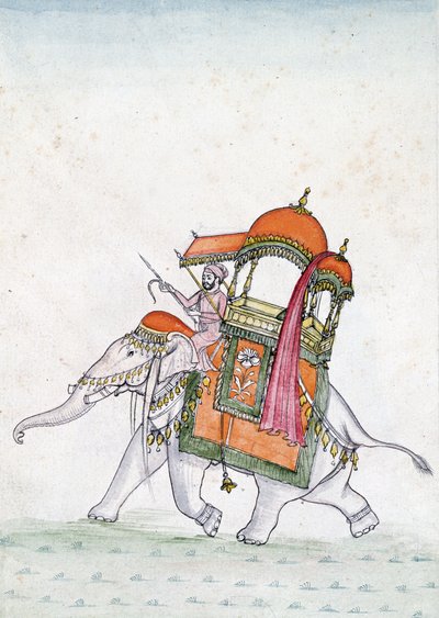 Muotokuva miehestä ratsastamassa norsulla, 1800-luvun alku (wc paperilla) tekijältä Indian School