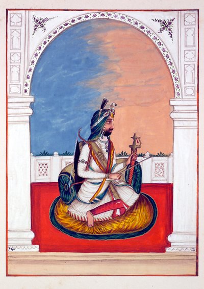 Rajah Hira Singh, kirjasta The Kingdom of the Punjab, its Rulers and Chiefs, osa I, 27 akvarellitutkimuksen osio tunnistamattomalta intialaiselta taiteilijalta, n. 1840 (wc paperilla) tekijältä Indian School
