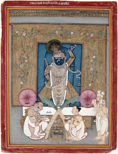 Rajmalkos Raga, n.1775 (läpinäkymätön akvarelli ja kulta paperille) tekijältä Indian School