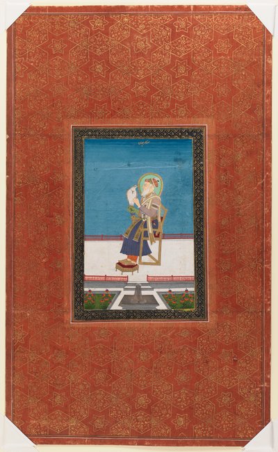 Shah Jahan haukalla, 1875-1900 (läpinäkymätön wc ja kultaa paperilla) tekijältä Indian School