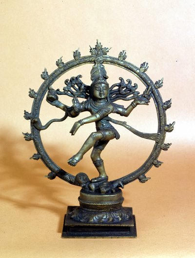 Shiva tanssii tulen ympyrässä ja murskaa pahan hengen. 1700-luvulla. , Milano tekijältä Indian School