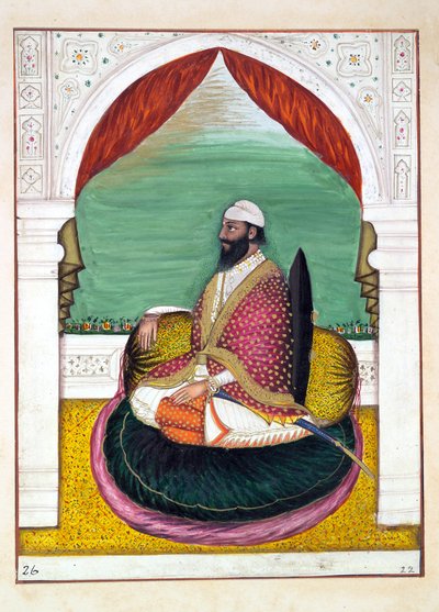 Sirdar Mangal Singh, kirjasta The Kingdom of the Punjab, its Rulers and Chiefs, osa I, 27 akvarellitutkimuksen osio tuntemattomalta intialaiselta taiteilijalta, n. 1840 (wc paperilla) tekijältä Indian School