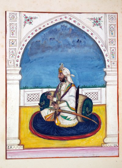 Sirdar Shamshir Singh, kirjasta The Kingdom of the Punjab, its Rulers and Chiefs, osa I, 27 akvarellitutkimuksen osio tunnistamattomalta intialaiselta taiteilijalta, n. 1840 (wc paperilla) tekijältä Indian School