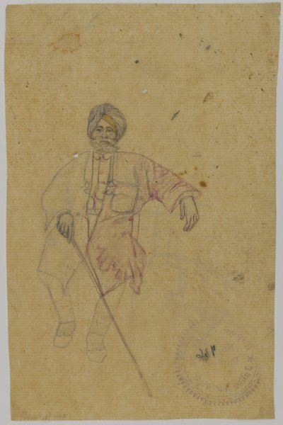 Luonnos Maharajasta (muste paperille) tekijältä Indian School