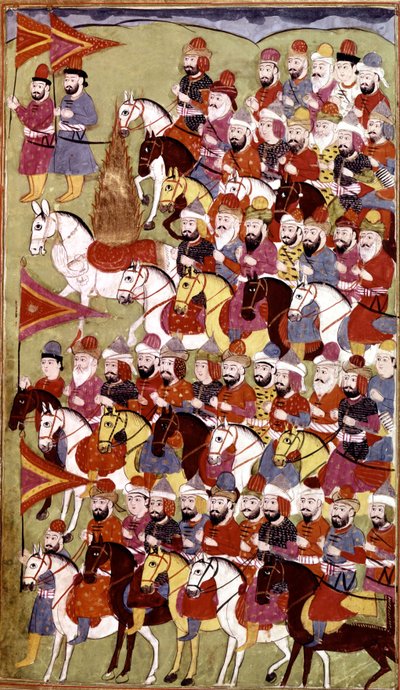 Tarina profeetta Muhammedista, Hamla-i-Haydari, Mirza Muhammad Rafi Bazil, 1808 (muste ja värit paperille) tekijältä Indian School