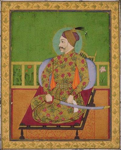 Sulttaani Abdullah Qutubshah Golcondasta (reg.1626-72) Deccan, Mughal, n.1640 (guassi, kultaa ja hopeaa paperilla) tekijältä Indian School