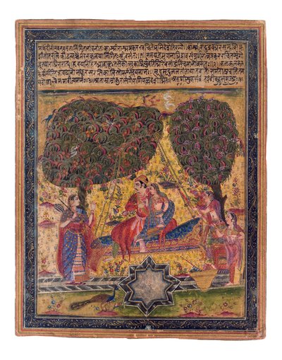 The Musical Mode, Vasant, n. 1675 (läpinäkymätön wc ja kultaa paperilla) tekijältä Indian School