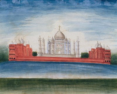 Taj Mahal Agrassa (akvarelli paperille) tekijältä Indian School