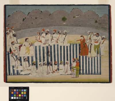 Bahadur Singhin poika katselee nautchia, n. 1800 (läpinäkymätön akvarelli ja kulta paperilla) tekijältä Indian School