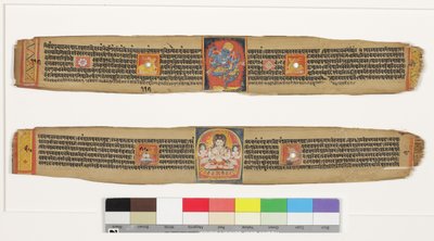 Yläosa: Dancing Shaver; Alhaalla: Bodhisattva Sadakshi Awolokiteshwara ja Attendants, CII- (OPQW & Inc Palm Leaf) tekijältä Indian School