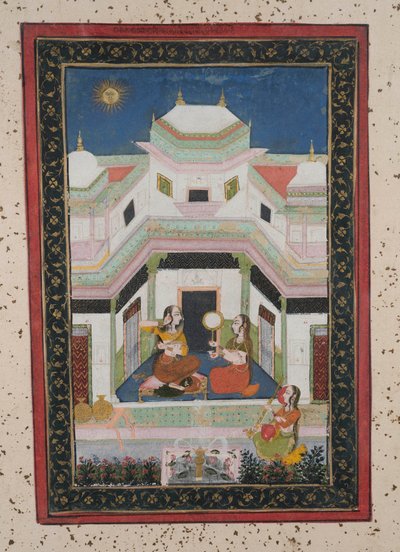 Vilaval Ragini, n. 1790 (guassi paperille, kultainen koristelu) tekijältä Indian School