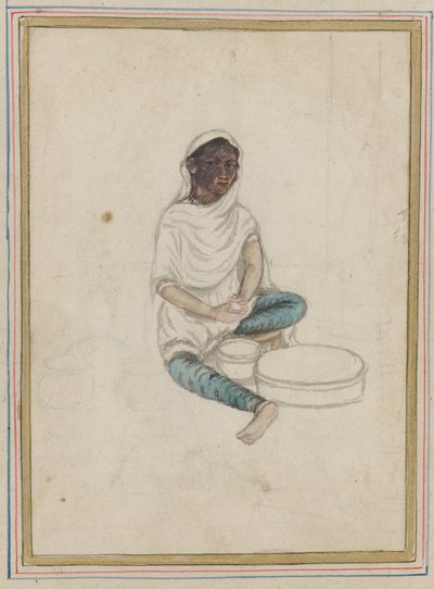 Nainen jauhamassa maissia tekijältä Indian School