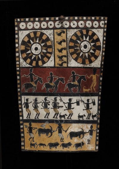 Kilpi (balulang), 1800-luvun loppu (puhvelinnahka, pigmentti ja puu) tekijältä Indonesian School