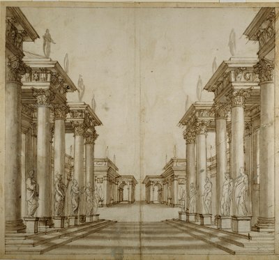 Roomalainen atrium (kynä ja muste paperille) tekijältä Inigo Jones