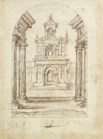 Palatsi (kynä ja muste paperille) tekijältä Inigo Jones