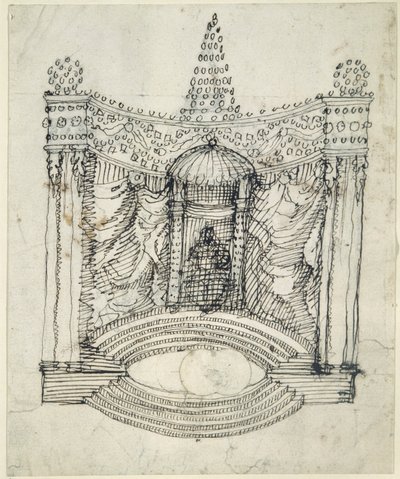 Valtaistuin (kynä ja muste paperille) tekijältä Inigo Jones