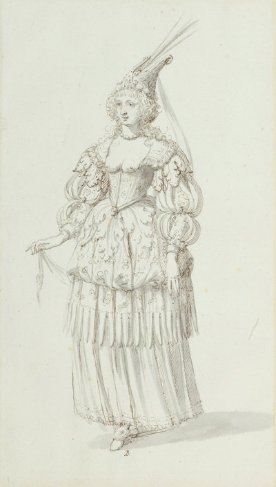 Chloris: vaihtoehtoinen luonnos Henrietta Marialle, n. 1631 (kynä ja muste paperille) tekijältä Inigo Jones
