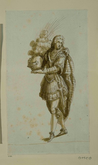 Sivu, jossa on kypärä (kynä ja muste paperille) tekijältä Inigo Jones
