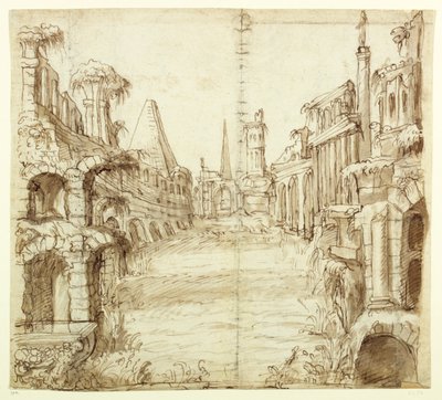 The Fallen House of Chivalry, n. 1610 (kynä ja muste paperille) tekijältä Inigo Jones