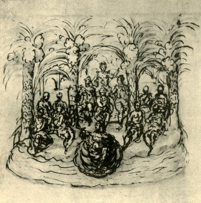 "The Maritime Chariot Containing the Queen and Masquers", c1635, 1942. tekijältä Inigo Jones